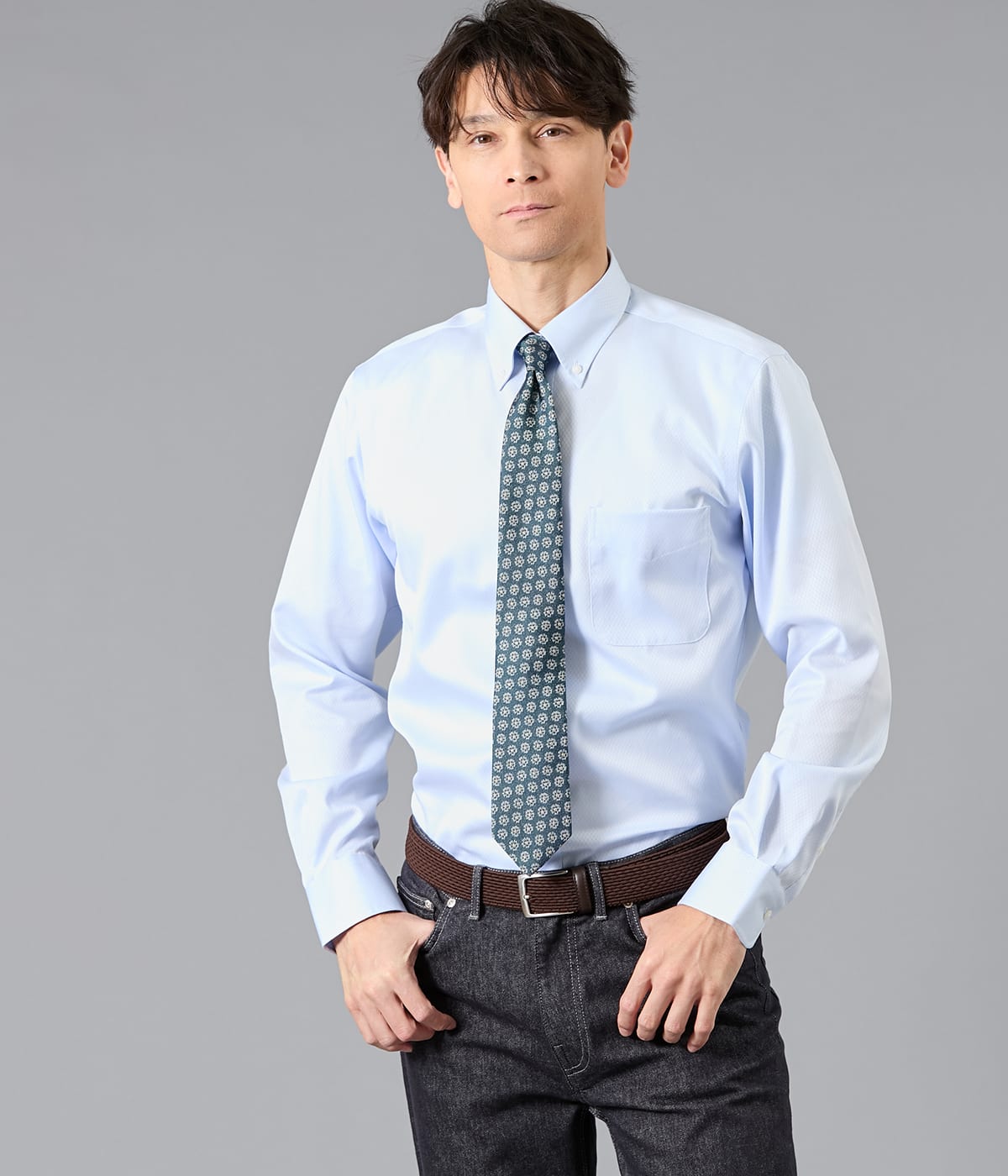 NY CARE FREE・SUPIMA COTTON ダイヤドビー 長袖ボタンダウンシャツ