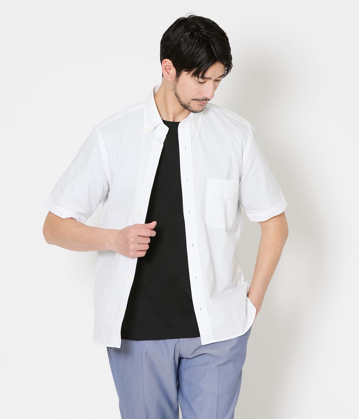 【吸水速乾】ランダムサッカー 半袖ショートボタンダウンシャツ