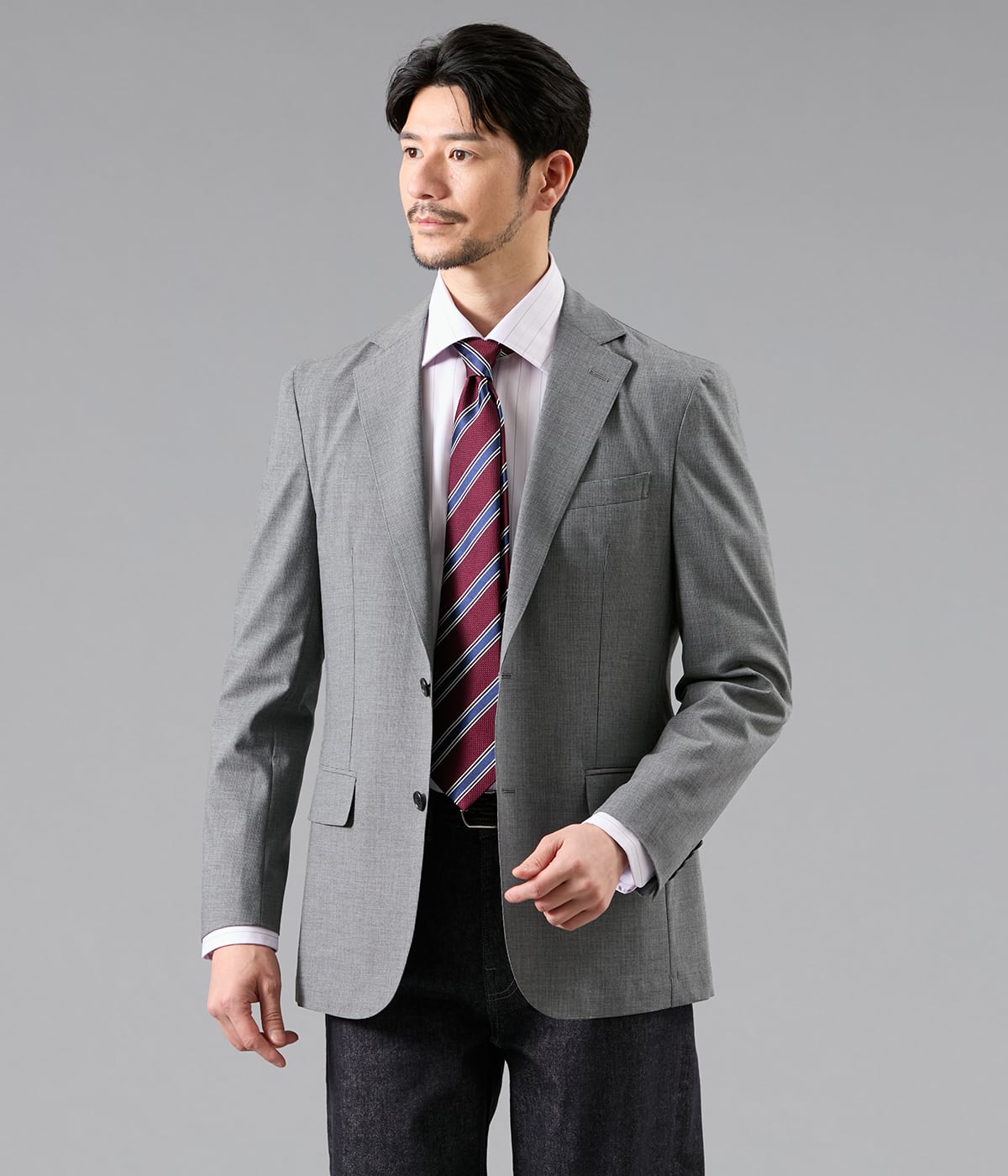 【ウォッシャブル・防シワ・ストレッチ】FLEX COMFORT 千鳥 ジャージー ジャケット(セットアップ対応)