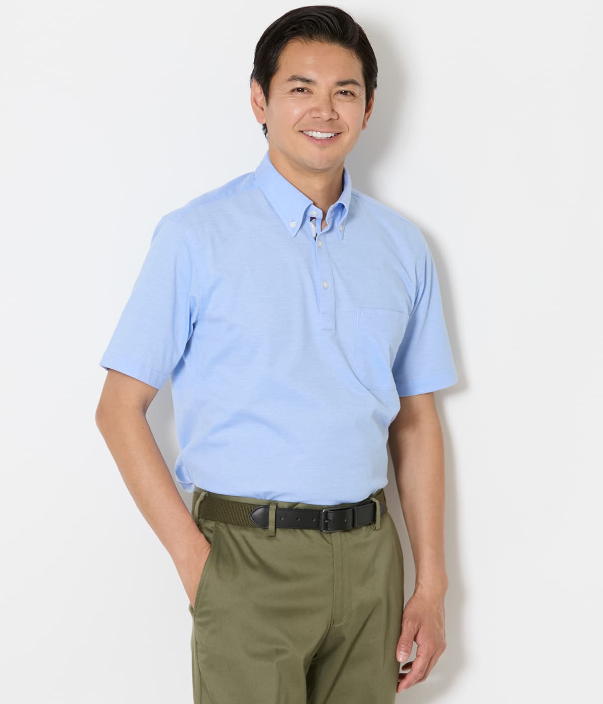 NY CARE FREE アポロコット プルオーバーボタンダウンポロシャツ