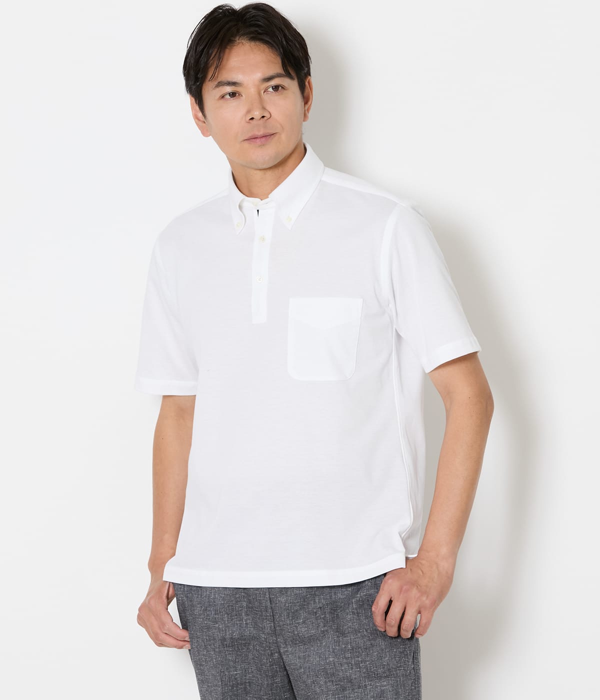 NY CARE FREE アポロコット プルオーバーボタンダウンポロシャツ