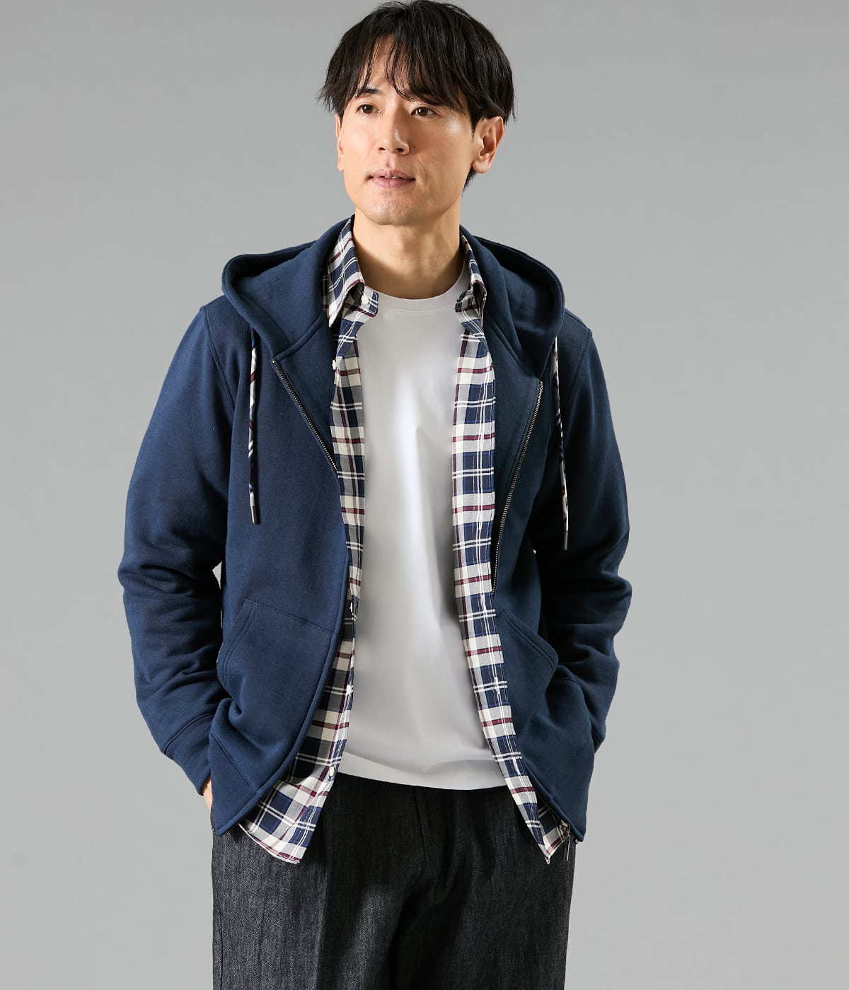 杢 ジップアップパーカ