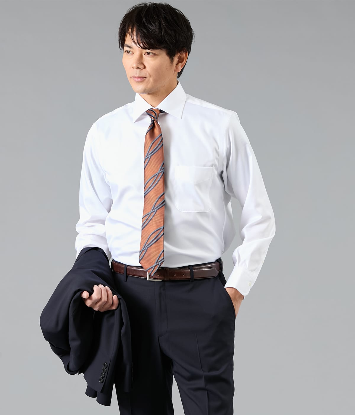 NY CARE FREE・SUPIMA COTTON ツイル 長袖ワイドカラーシャツ