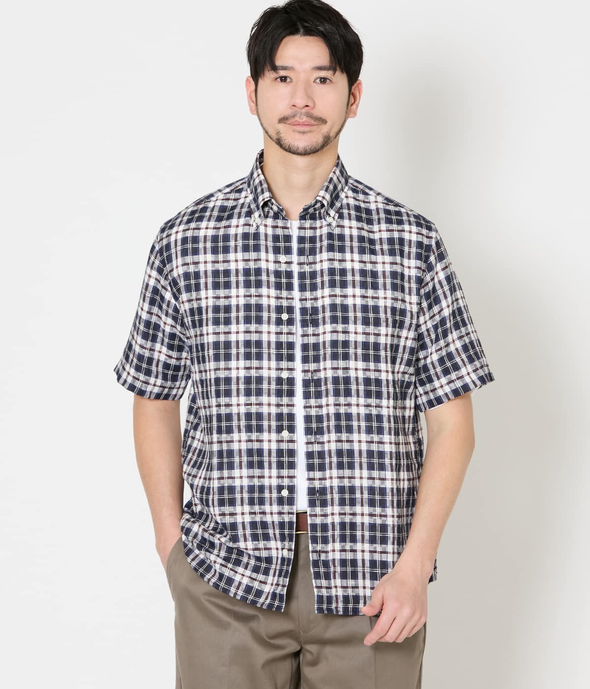 サンライトニューヨーカータータン 半袖ショートボタンダウンシャツ