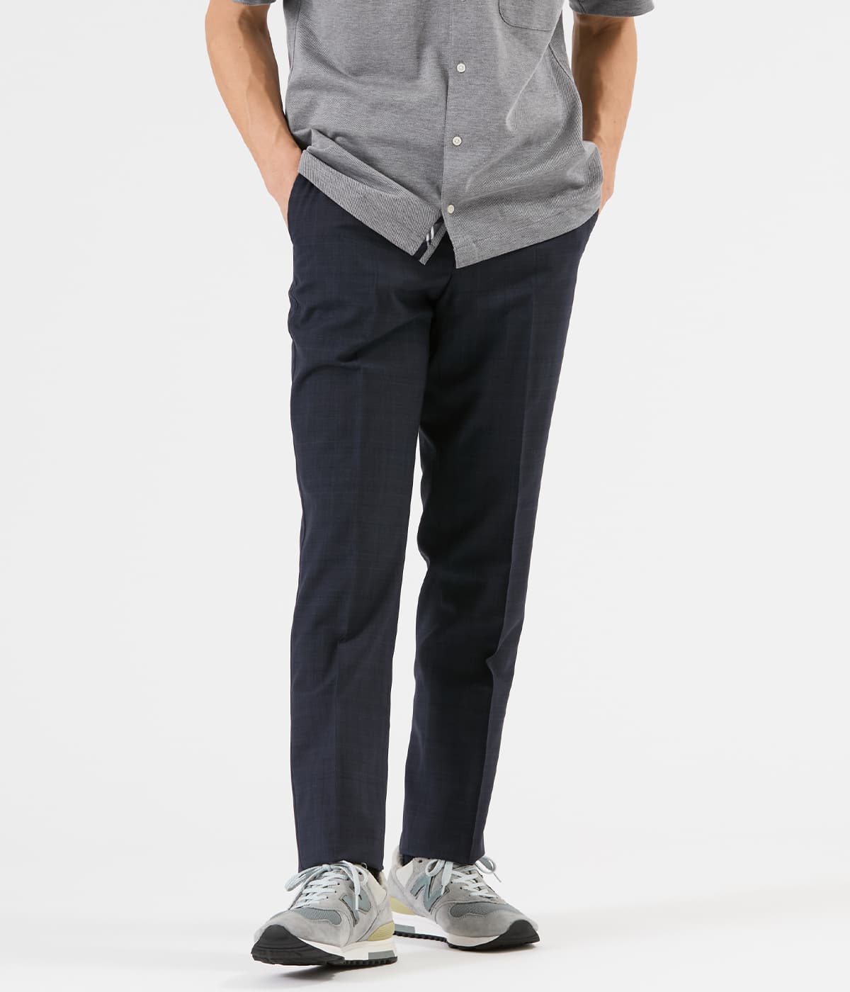 【ウォッシャブル・防シワ】グレンチェック スラックス