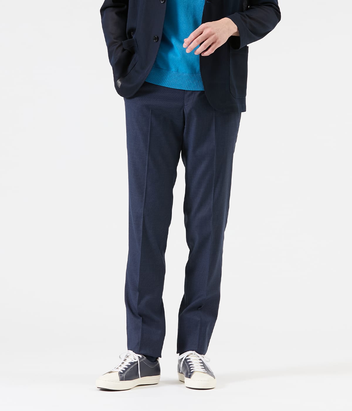 【ストレッチ】CARREMAN マイクロチェック スラックス(セットアップ対応)