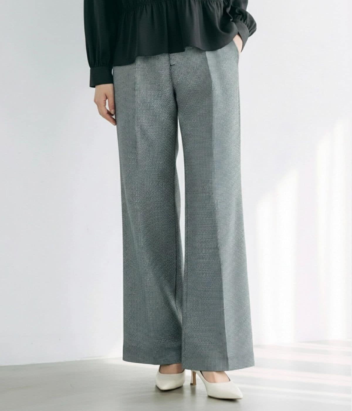 【ウォッシャブル】サッカーギンガム ワイドパンツ