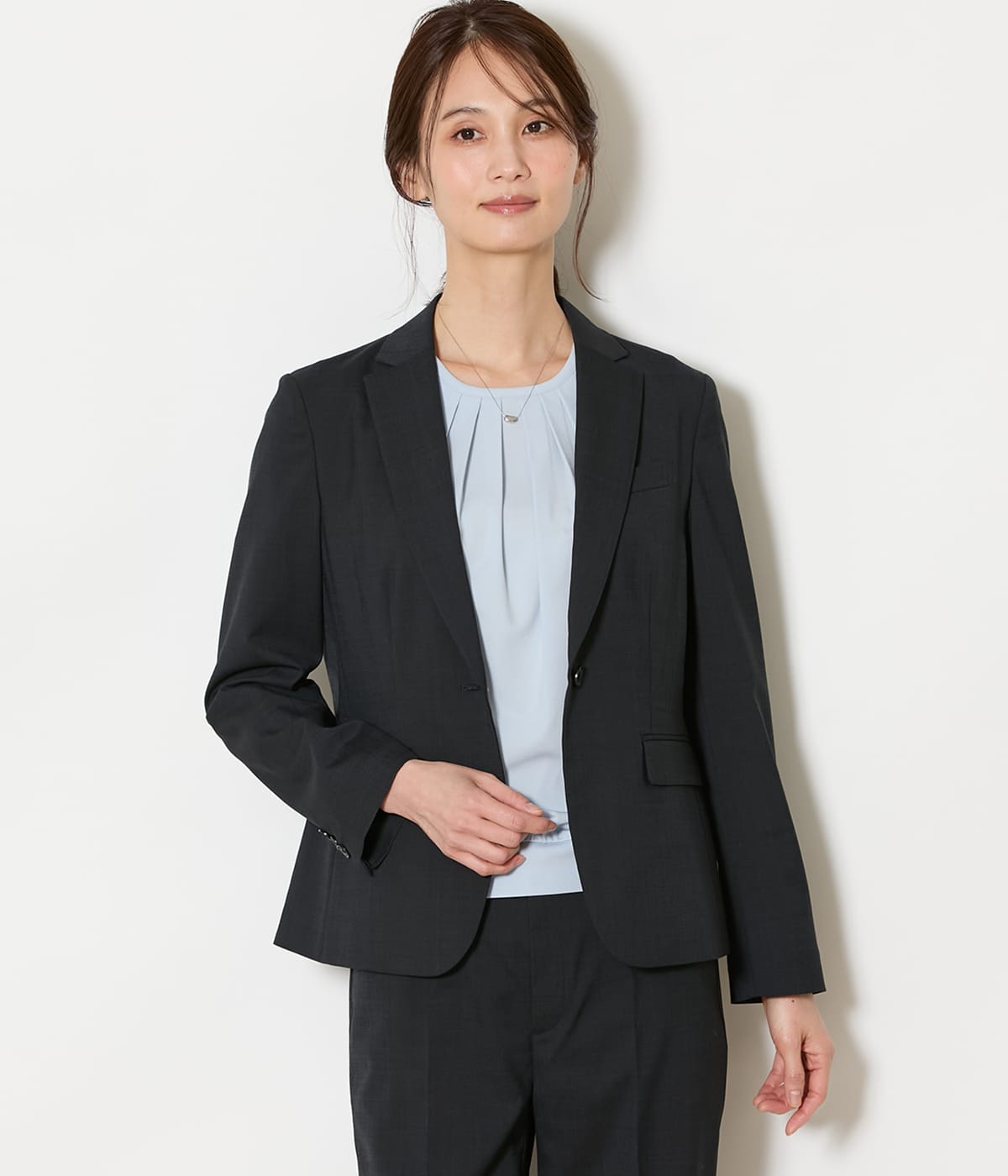 【ウォッシャブル】ウールピンヘッド 1釦テーラードジャケット