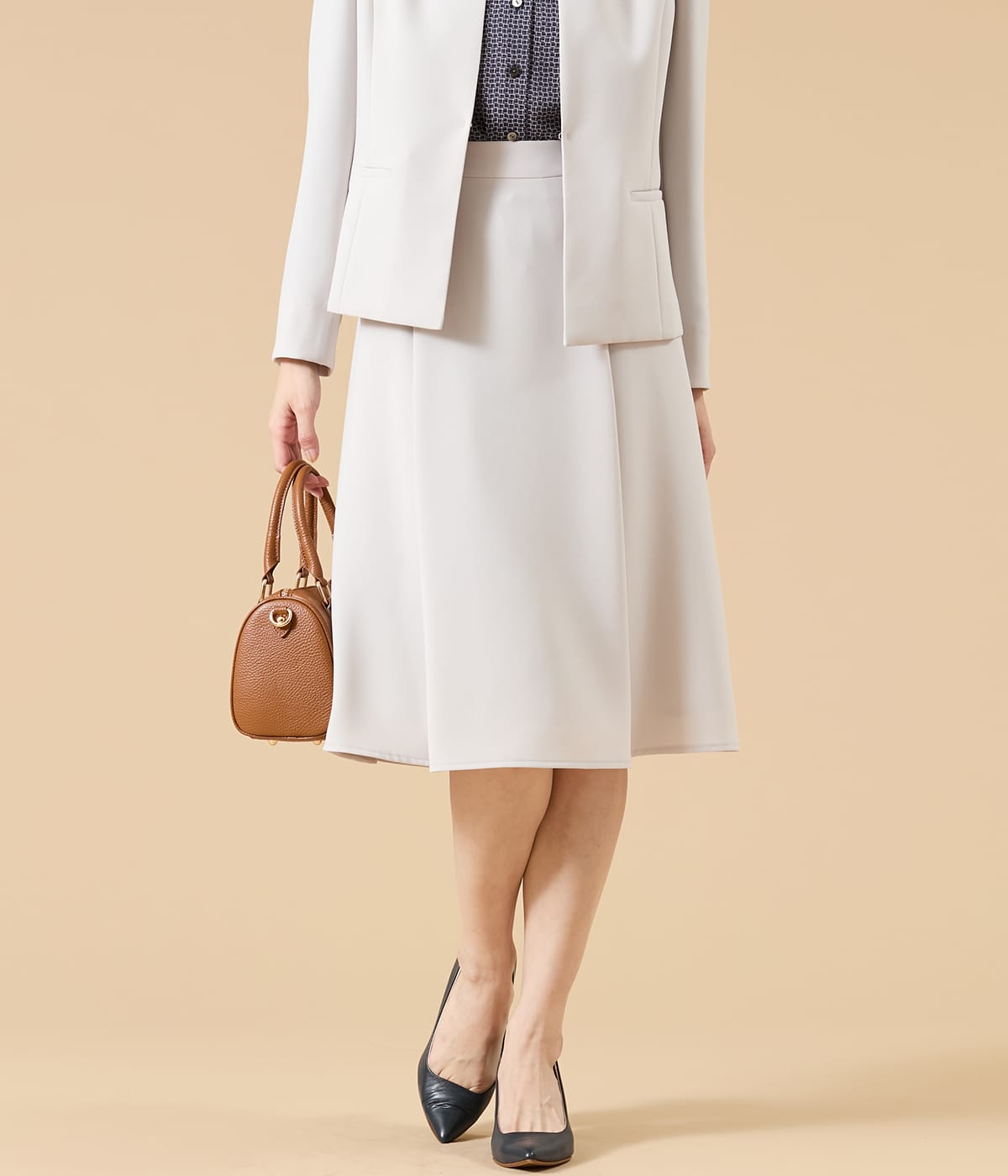 【ウォッシャブル】シルキークロス タックフレアスカート