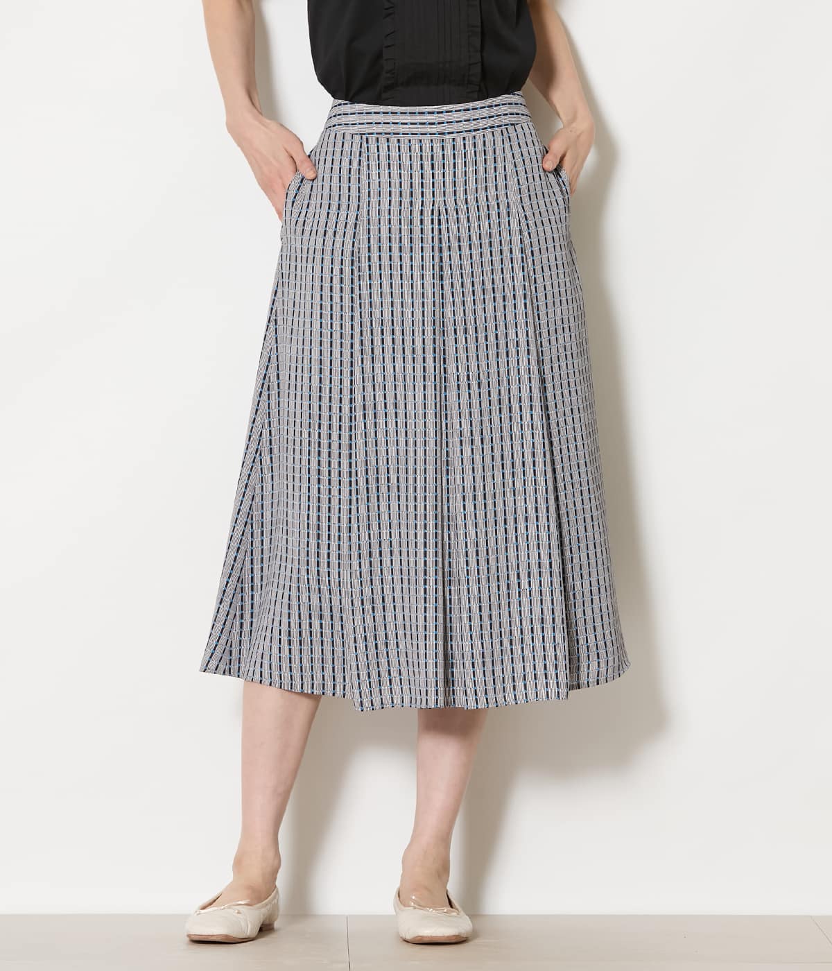 グリットプリント タックスカート