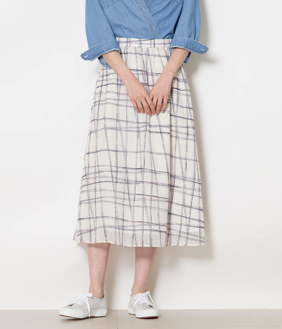 シアースウィングチェック ゴムギャザースカート