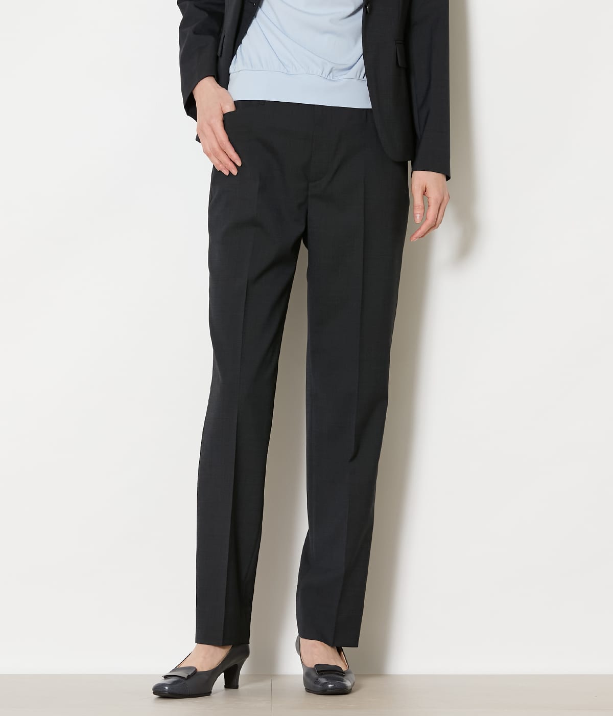 【ウォッシャブル】ウールピンヘッド テーパードパンツ