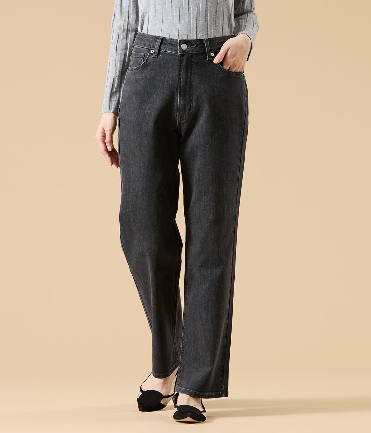 【ストレッチ】EDWIN 11オンスストレートブラックデニムパンツ