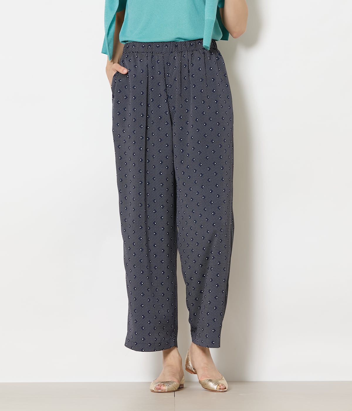ダイヤドットプリント イージーワイドパンツ
