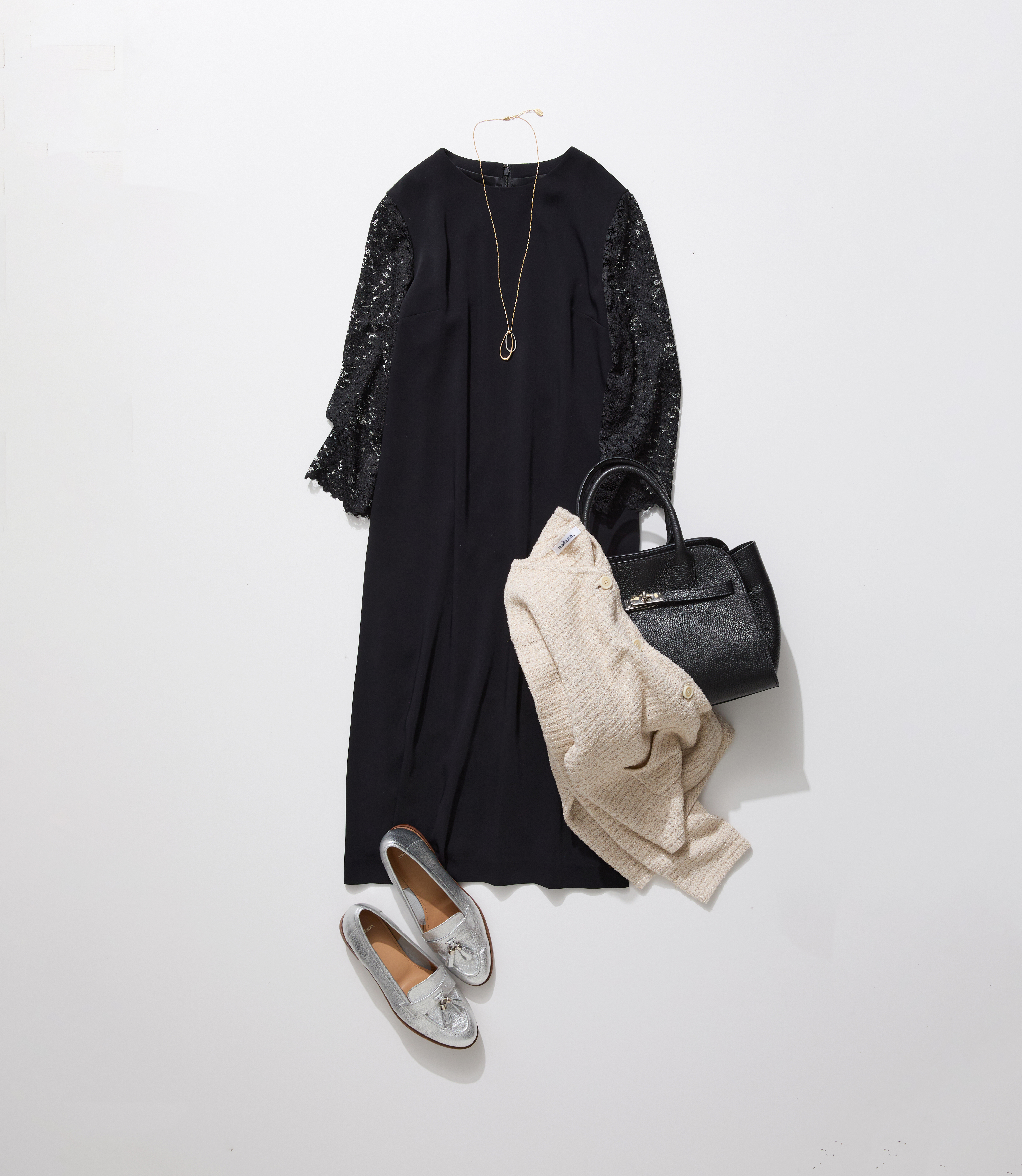 【NEW】ニューヨーカー（NEWYORKER）/サテン&ラッセルレース コンビワンピース サテン&ラッセルレース コンビワンピース(51418114-2026