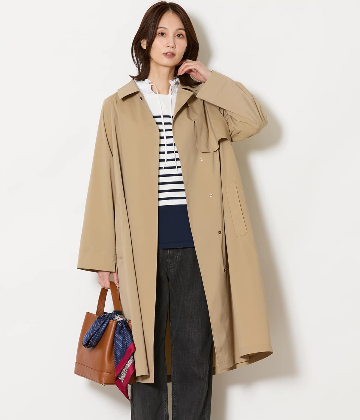 【ウォッシャブル】タスランタイプライター ステンカラートレンチコート