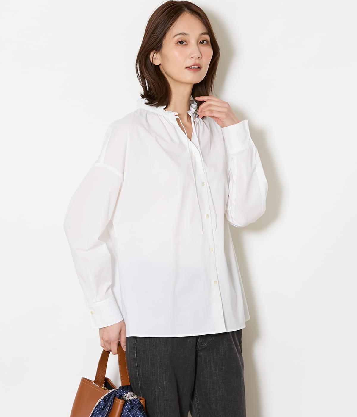 タイプライター フリルスタンドブラウス