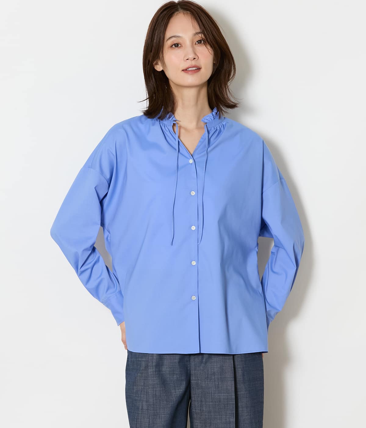 タイプライター フリルスタンドブラウス