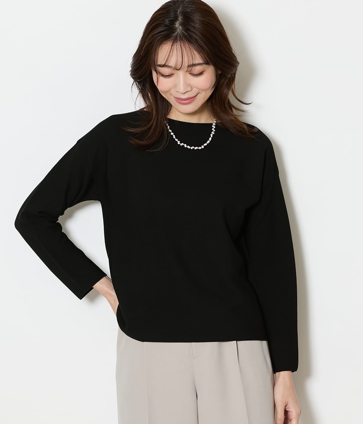 【手洗い可能】TCホールガーメント(R)  ボートネックニットプルオーバー