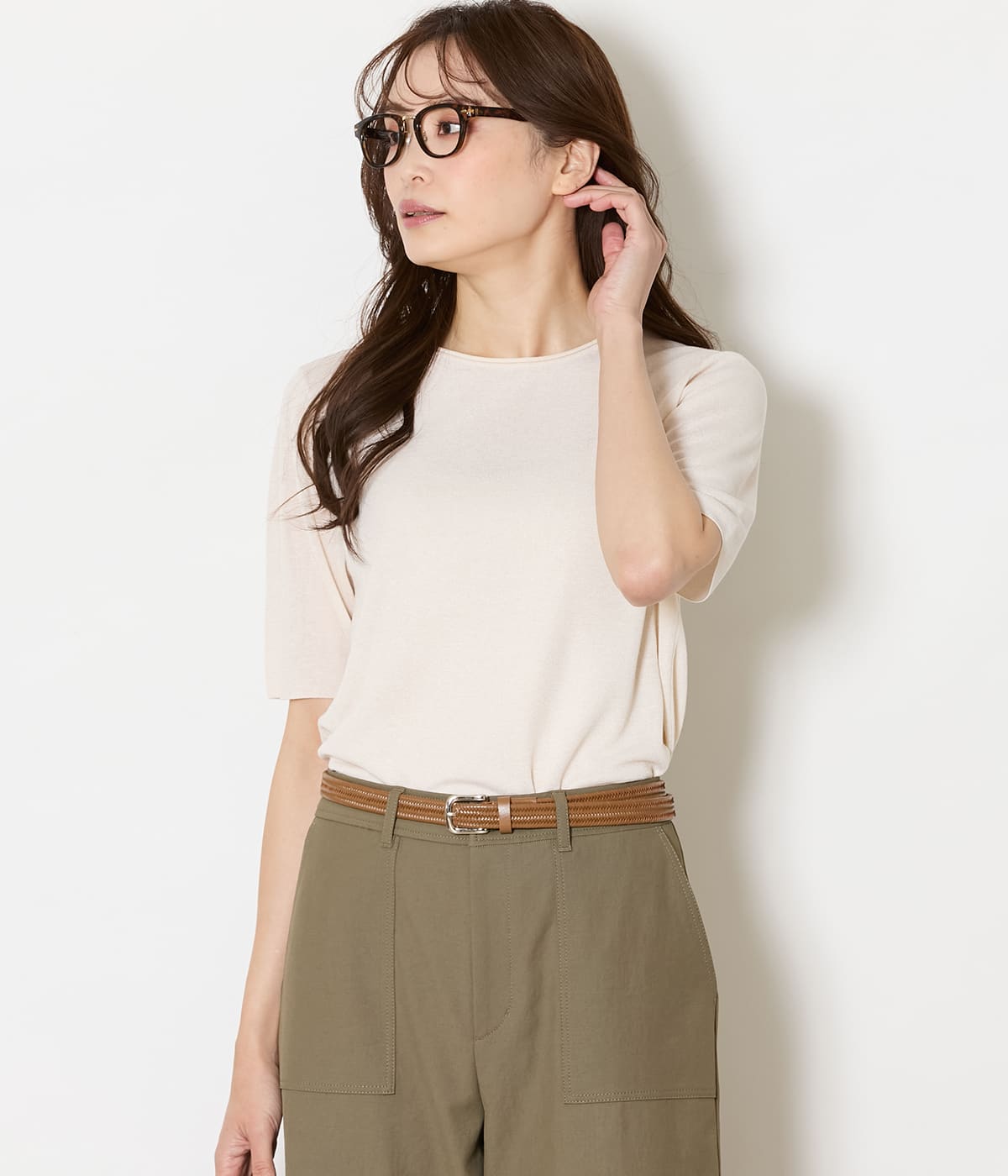 ヴィスコースポリエステル 5分袖プルオーバー