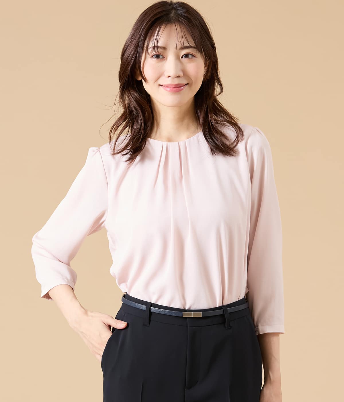 TR天竺＆ストレッチデシン ドッキングブラウス