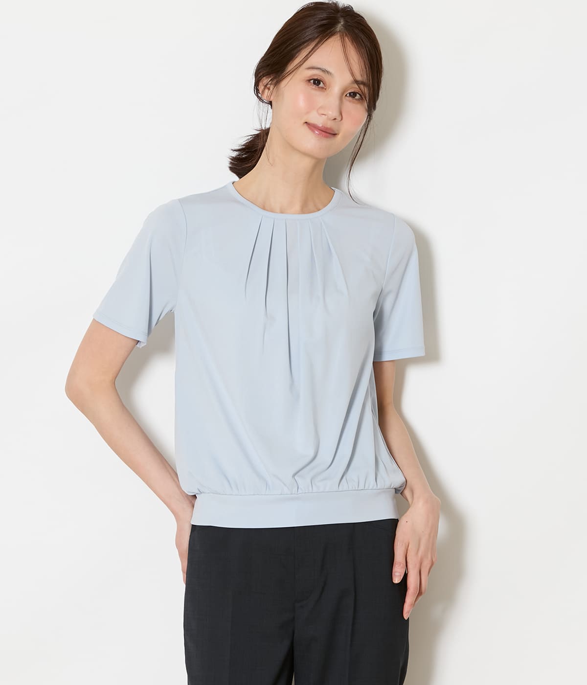 【接触冷感】強撚スムース フロントタック プルオーバー