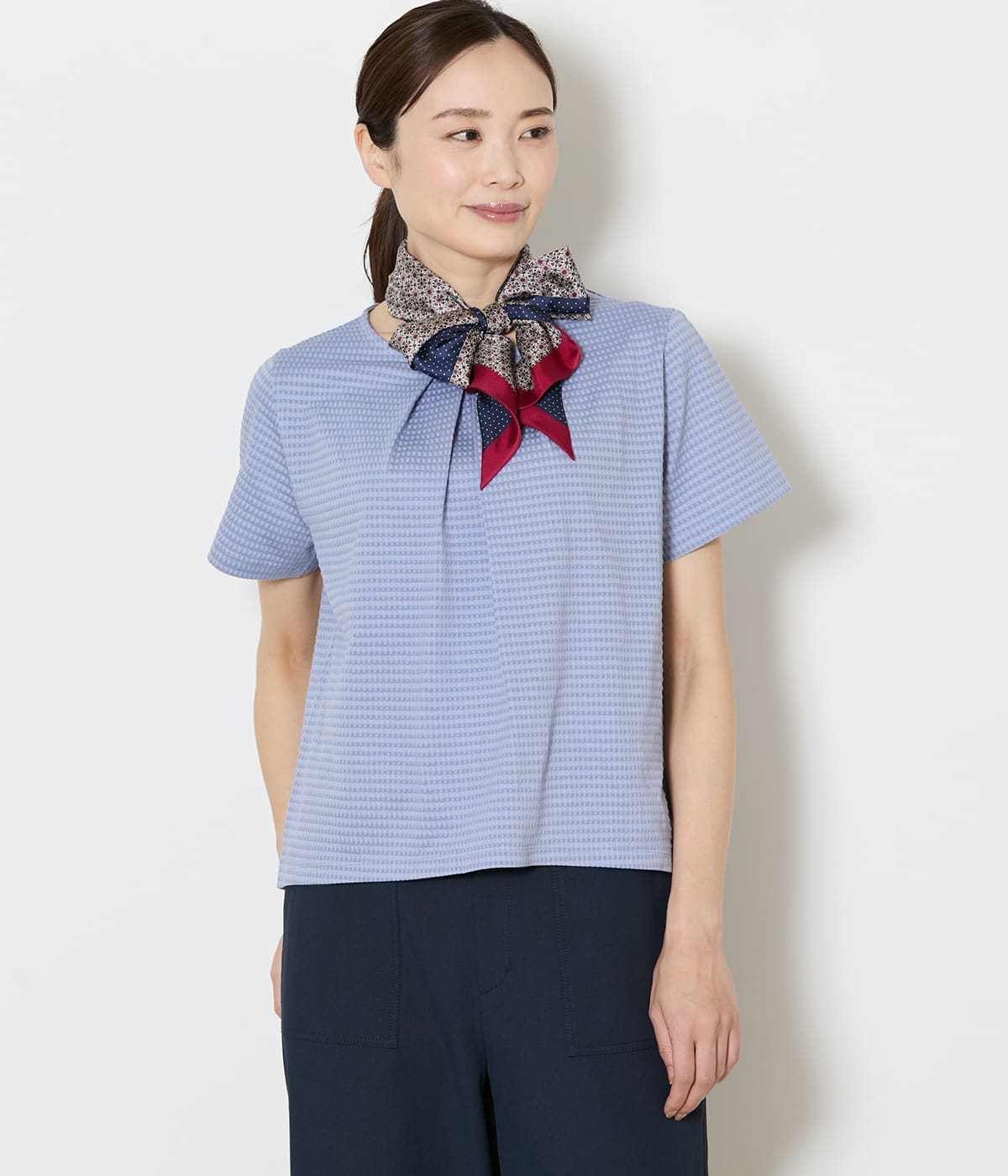 【吸水速乾】格子サッカータックTシャツ