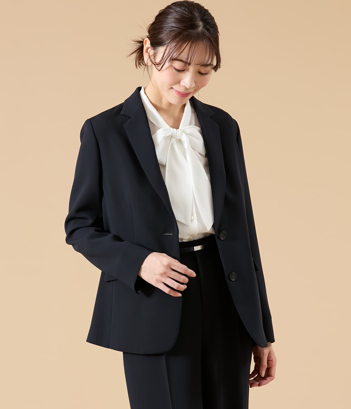 【L】【ウォッシャブル】シルキークロス ノッチドラペル2釦ジャケット