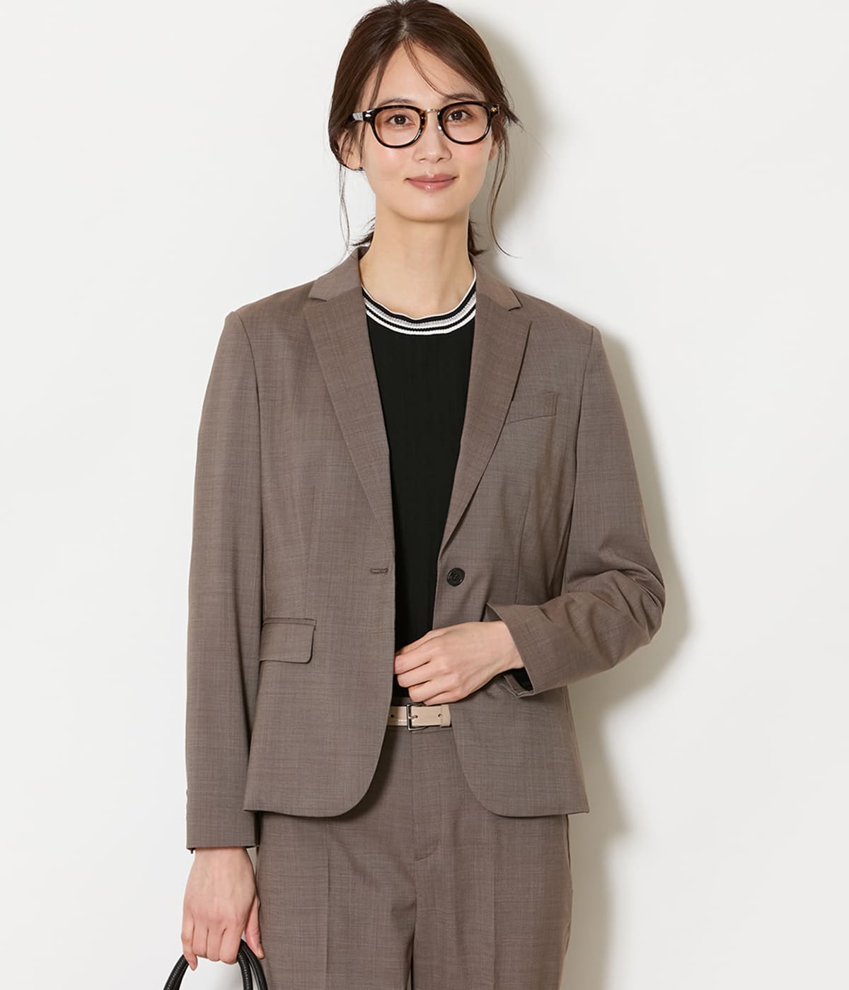 【L】【ウォッシャブル】ウールピンヘッド 1釦テーラードジャケット