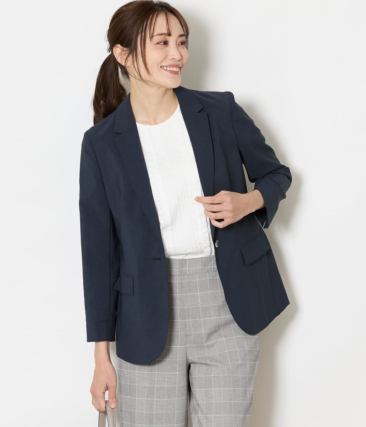 【L】【吸水速乾・接触冷感・防しわ・ウォッシャブル】ドライクロス 1釦テーラードジャケット