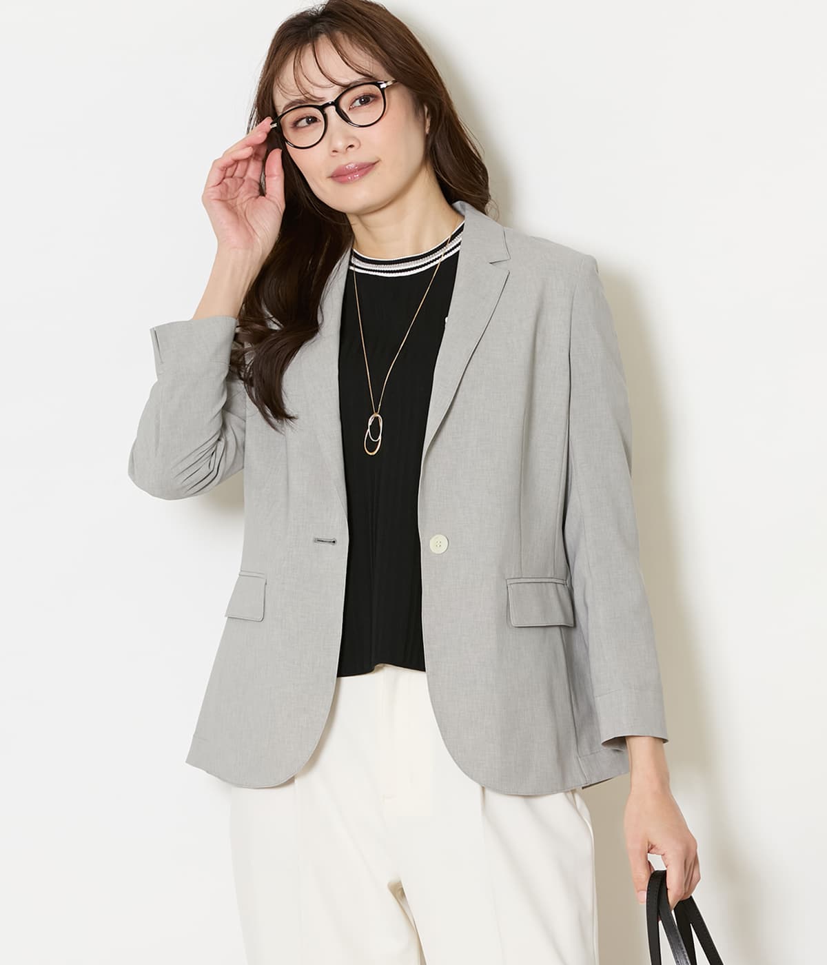 【L】【吸水速乾・接触冷感・防しわ・ウォッシャブル】ドライクロス 1釦テーラードジャケット