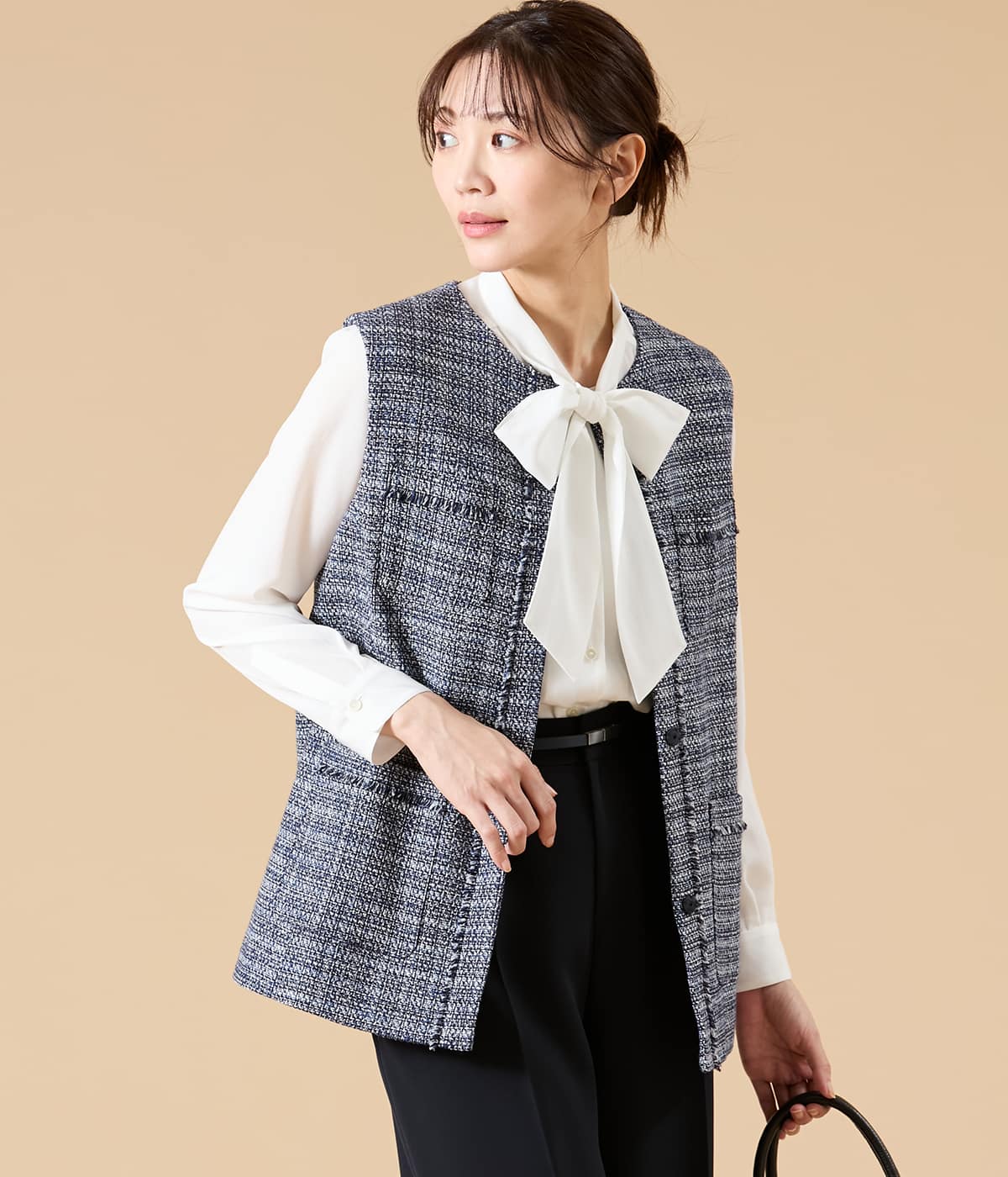 【L】ソフトミックスツィード ジレ