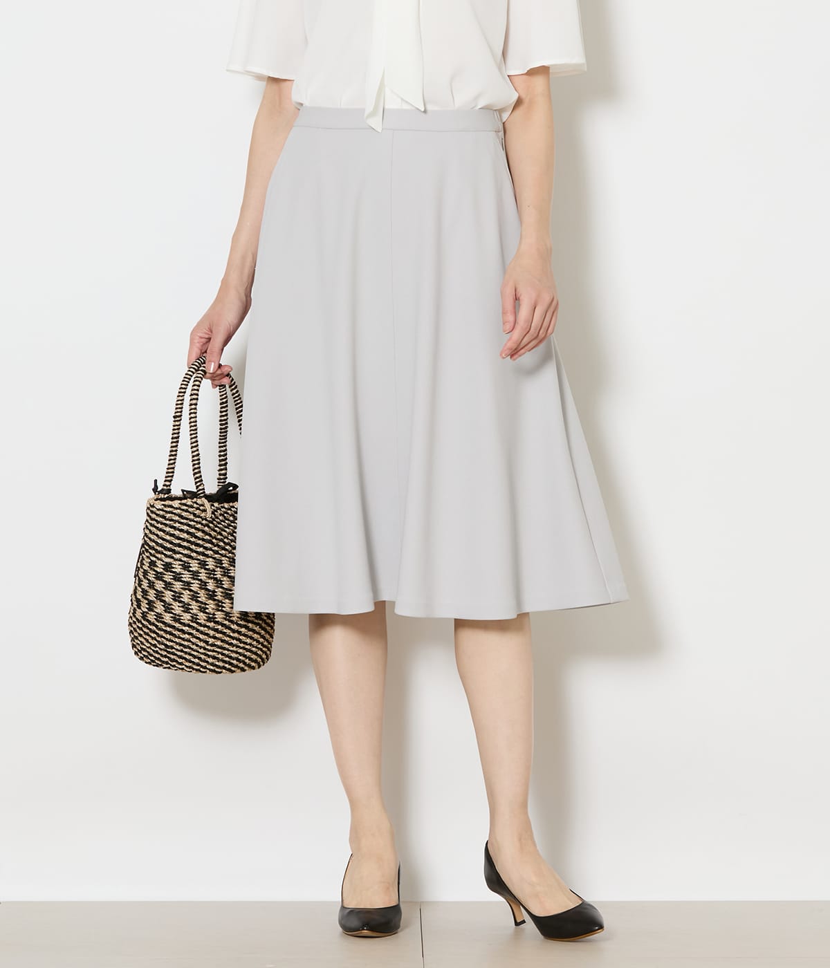 【L】【接触冷感・UVカット・撥水】ジョーゼットジャージー フレアスカート