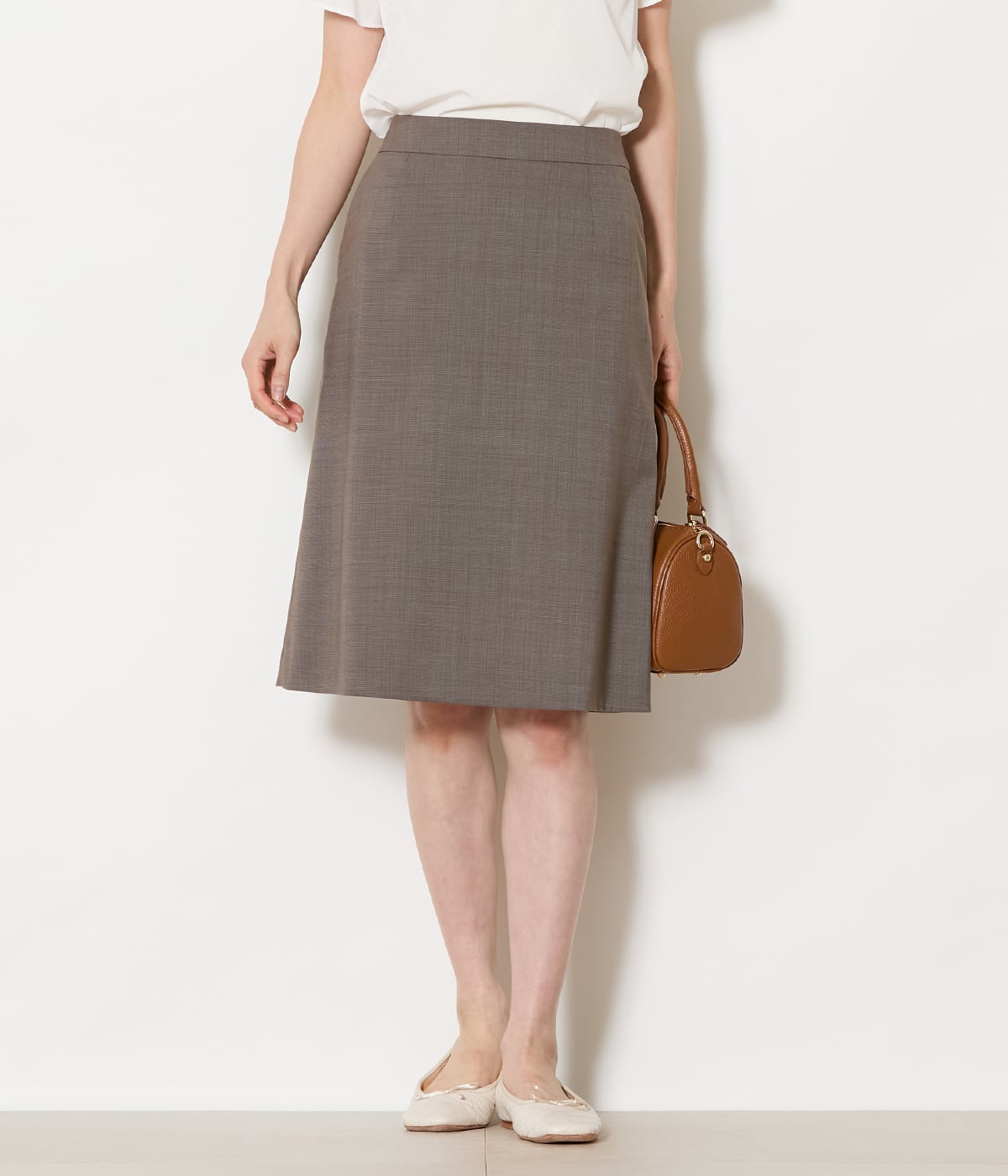 【L】【ウォッシャブル】ウールピンヘッド Aラインスカート