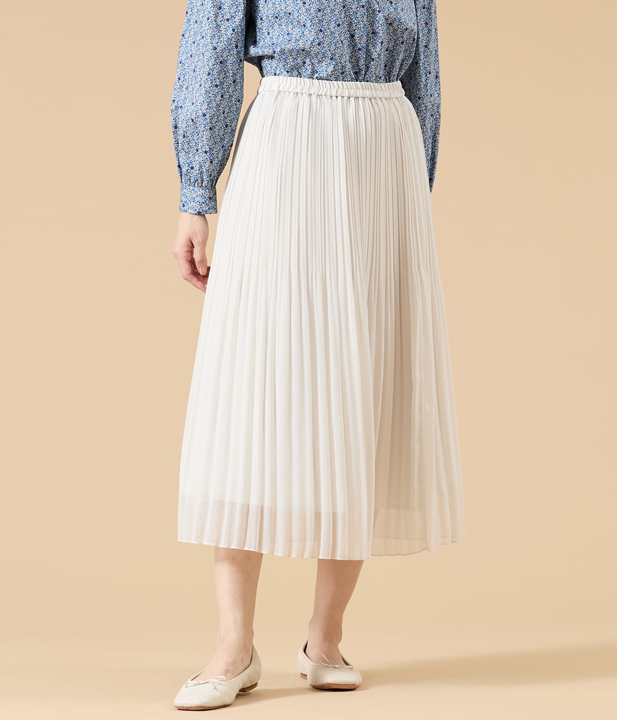 【L】シフォンジョーゼット プリーツスカート