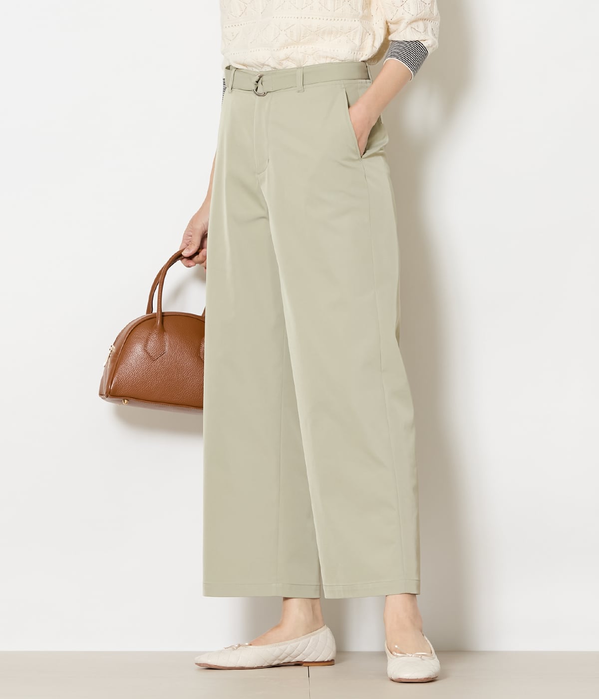 【L】タスランストレッチ ベルト付きチノパンツ