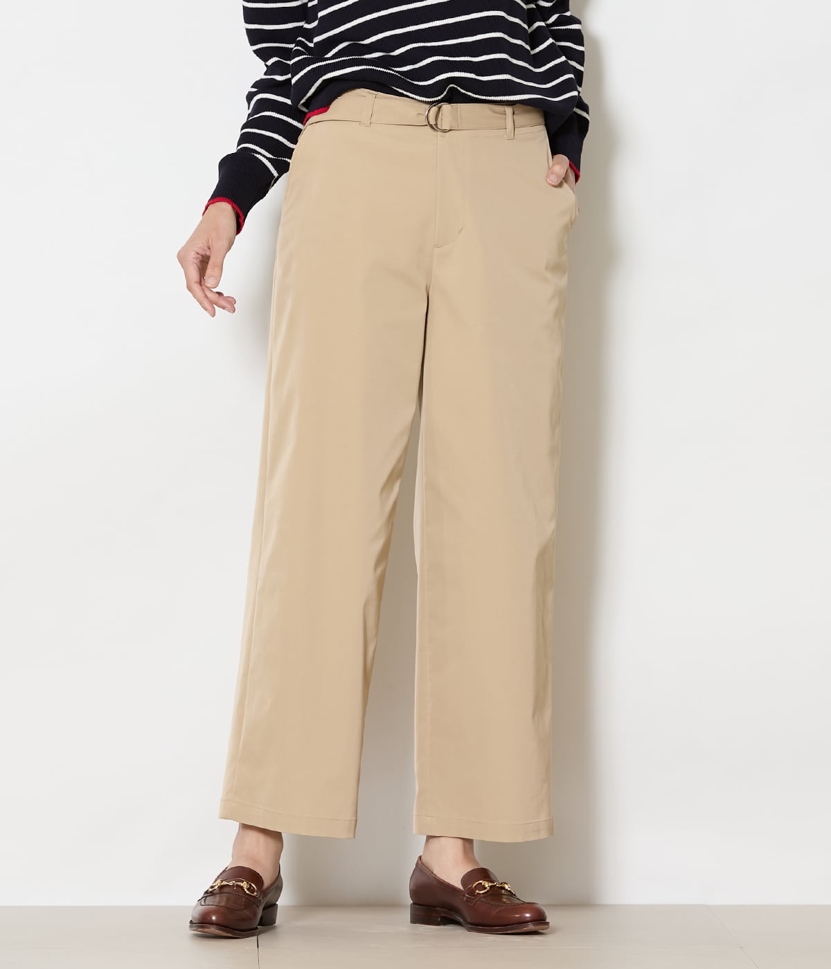 【L】タスランストレッチ ベルト付きチノパンツ