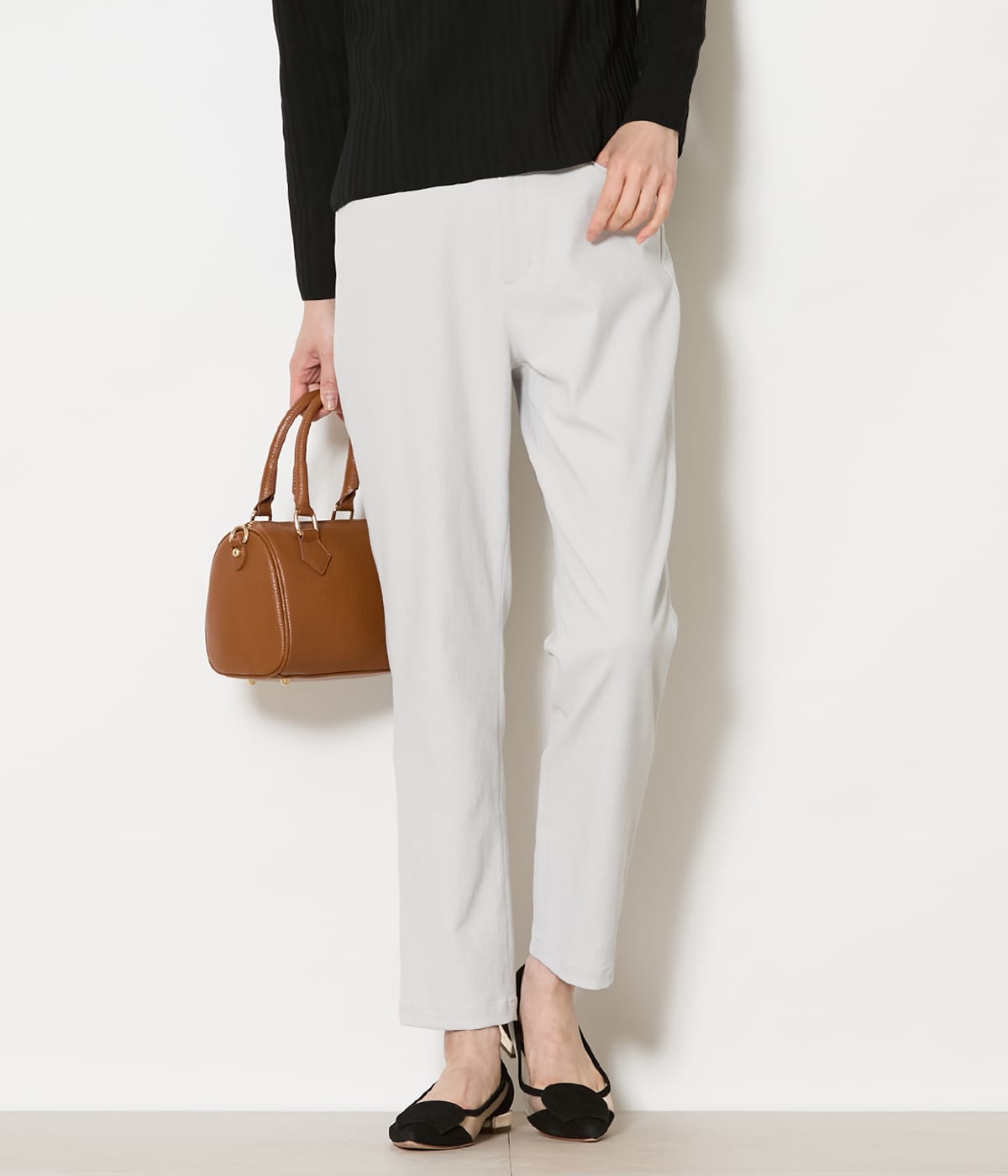 【L】【接触冷感・吸水速乾・UVカット】シェルタリングオックス クロップドテーパードパンツ