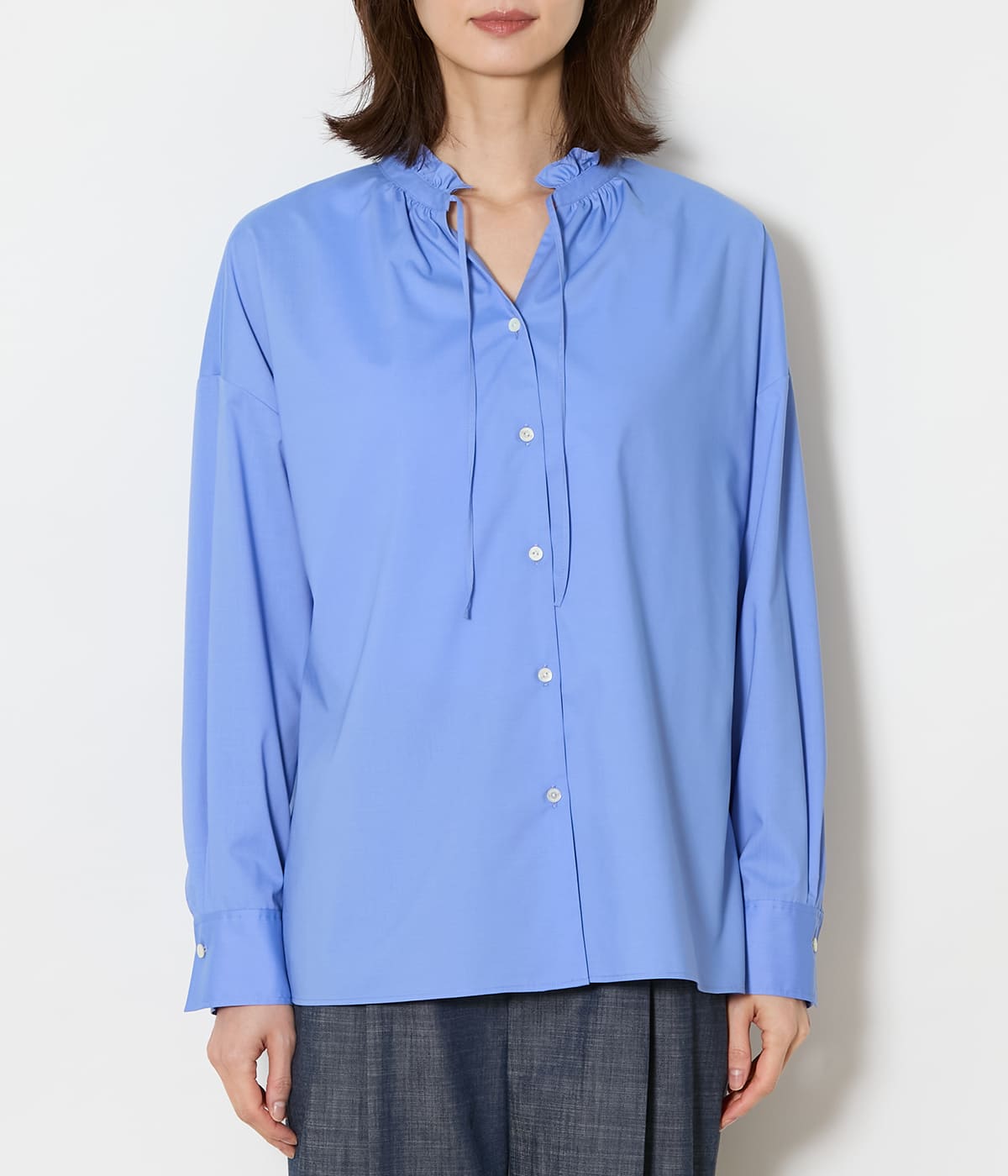 L】タイプライター フリルスタンドブラウス(54618231-2026