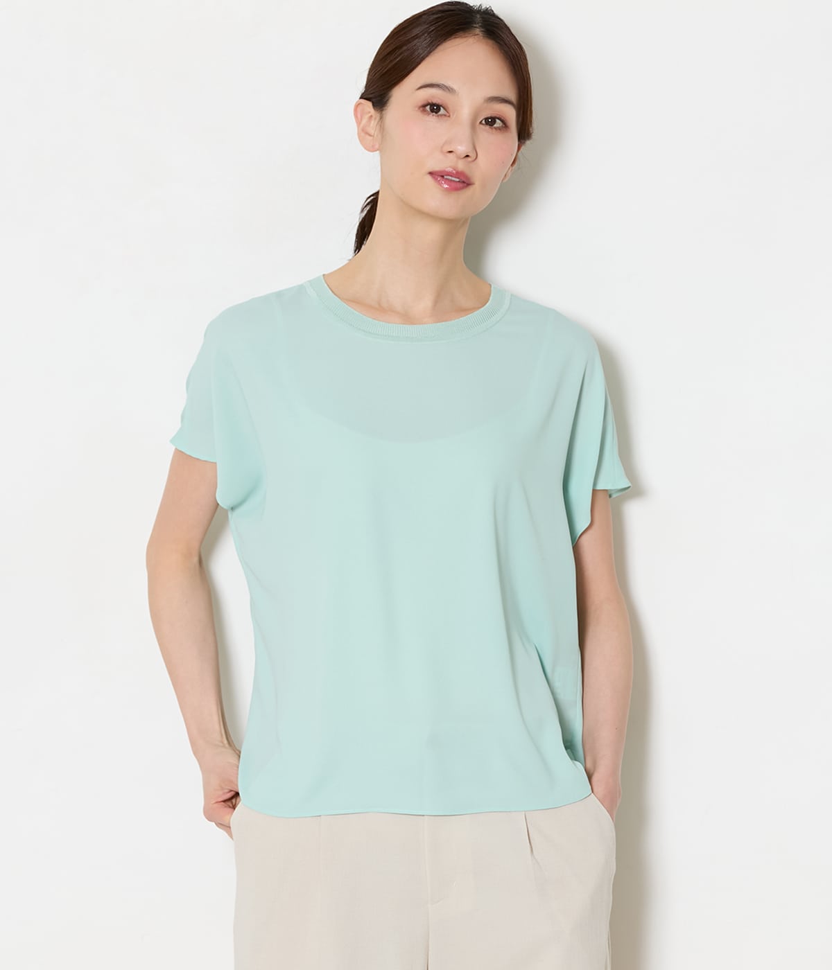 【L】ソフトジョーゼット Tブラウス