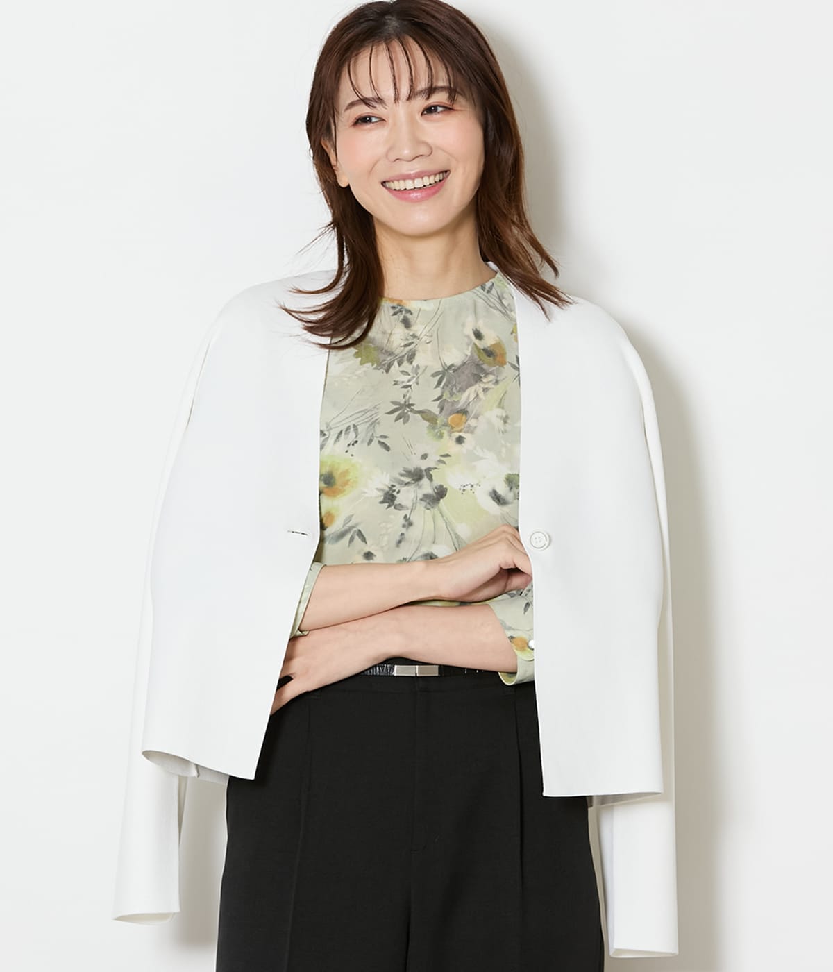 【L】【手洗い可能】レーヨンナイロン総針 カラーレスニットジャケット