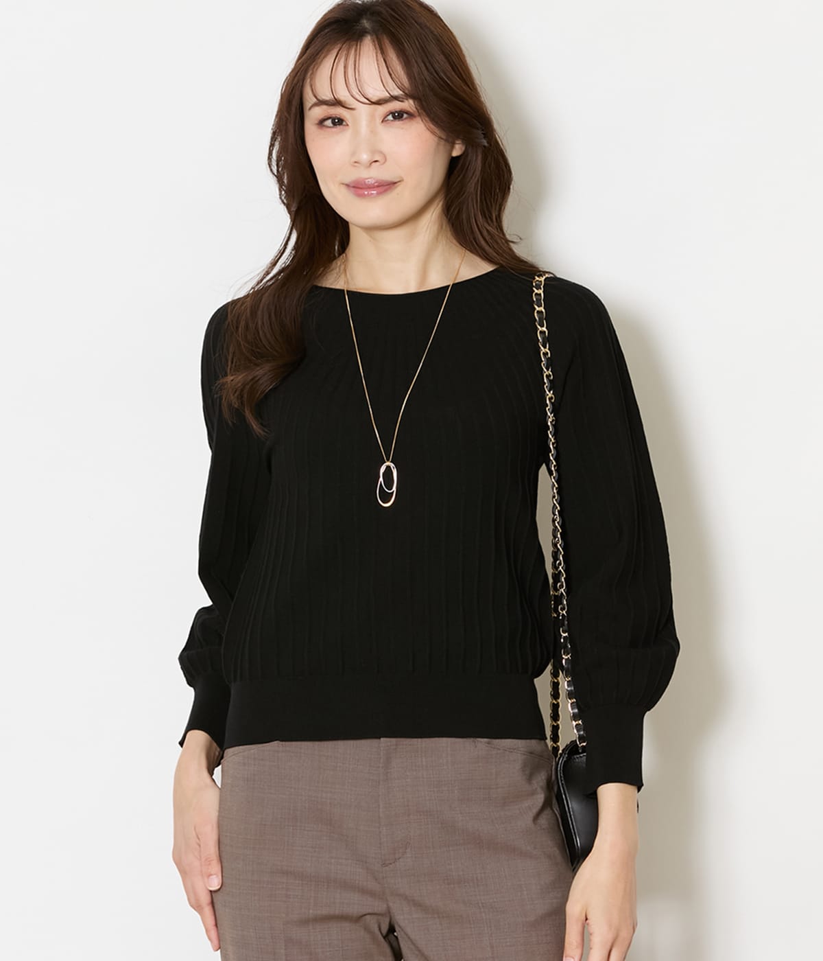 【L】TCホールガーメント(R)  求心ストライプニットプルオーバー