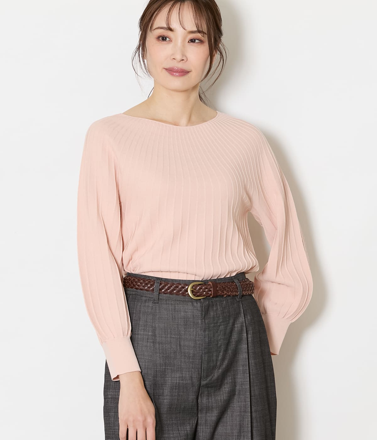 【L】TCホールガーメント(R) 求心ストライプニットプルオーバー