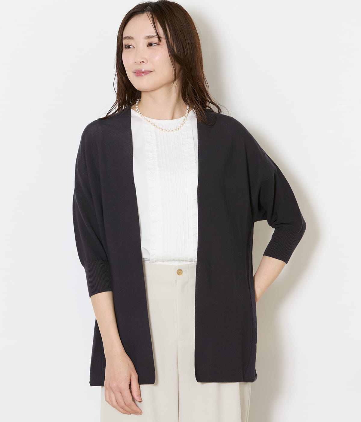 【L】【手洗い可能】ホールガーメント(R) 着流しニットカーディガン