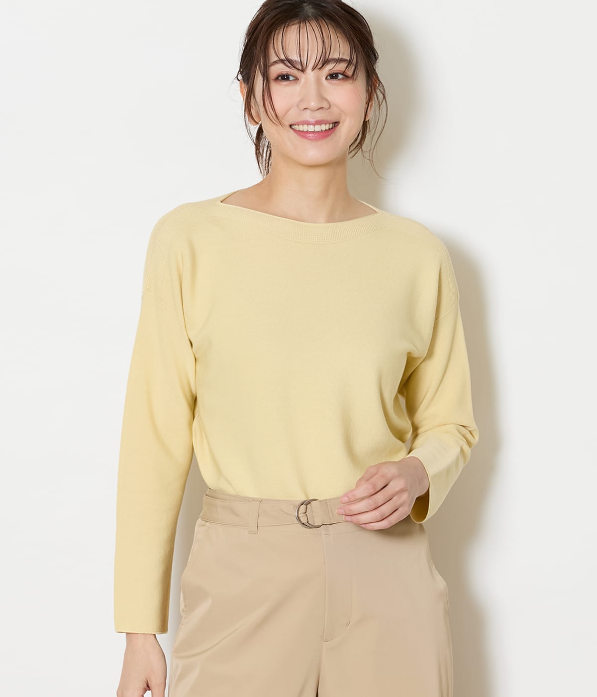 【L】【手洗い可能】TCホールガーメント(R)  ボートネックニットプルオーバー