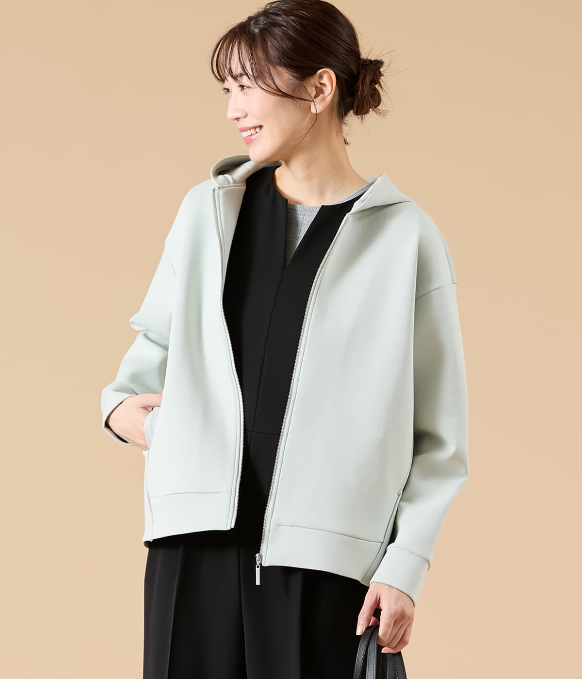 【L】【ストレッチ】コットン混ダンボール パーカー