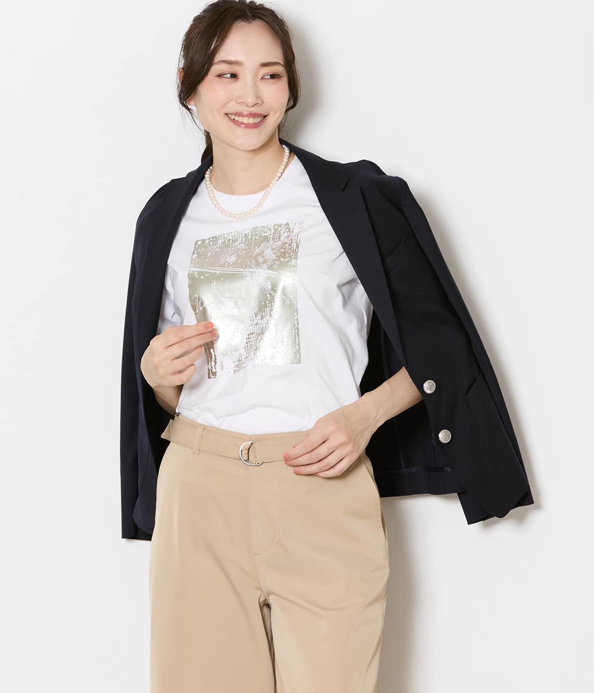 【L】コットン100% 箔グラフィックTシャツ