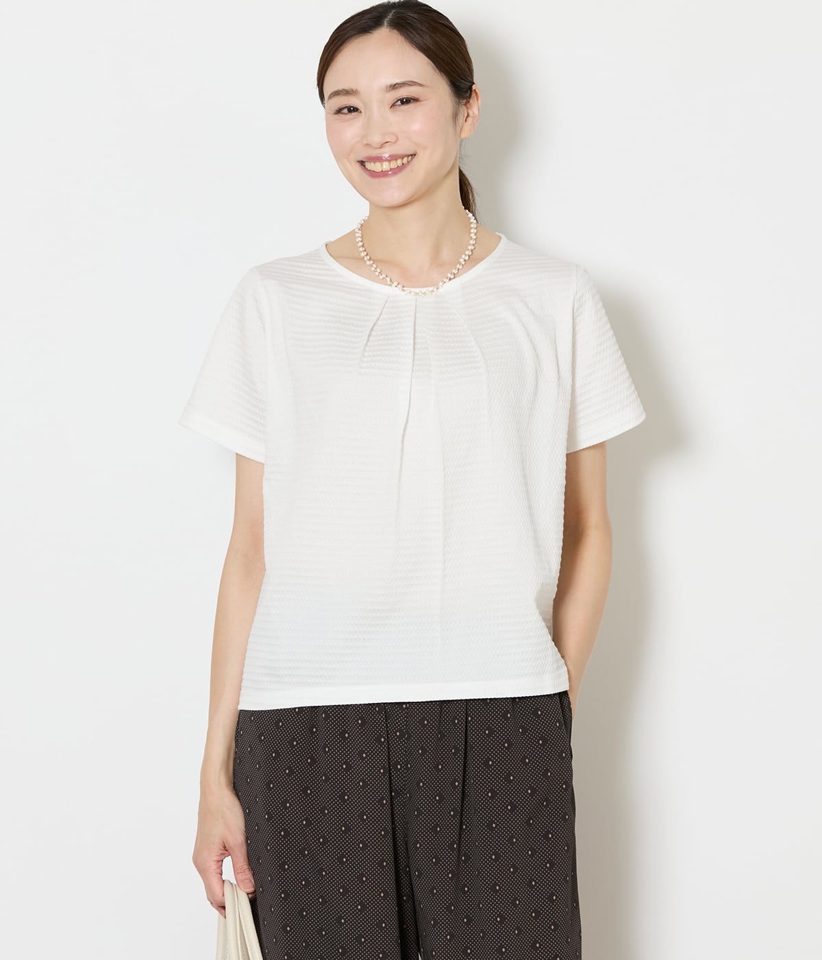 【L】【吸水速乾】格子サッカータックTシャツ