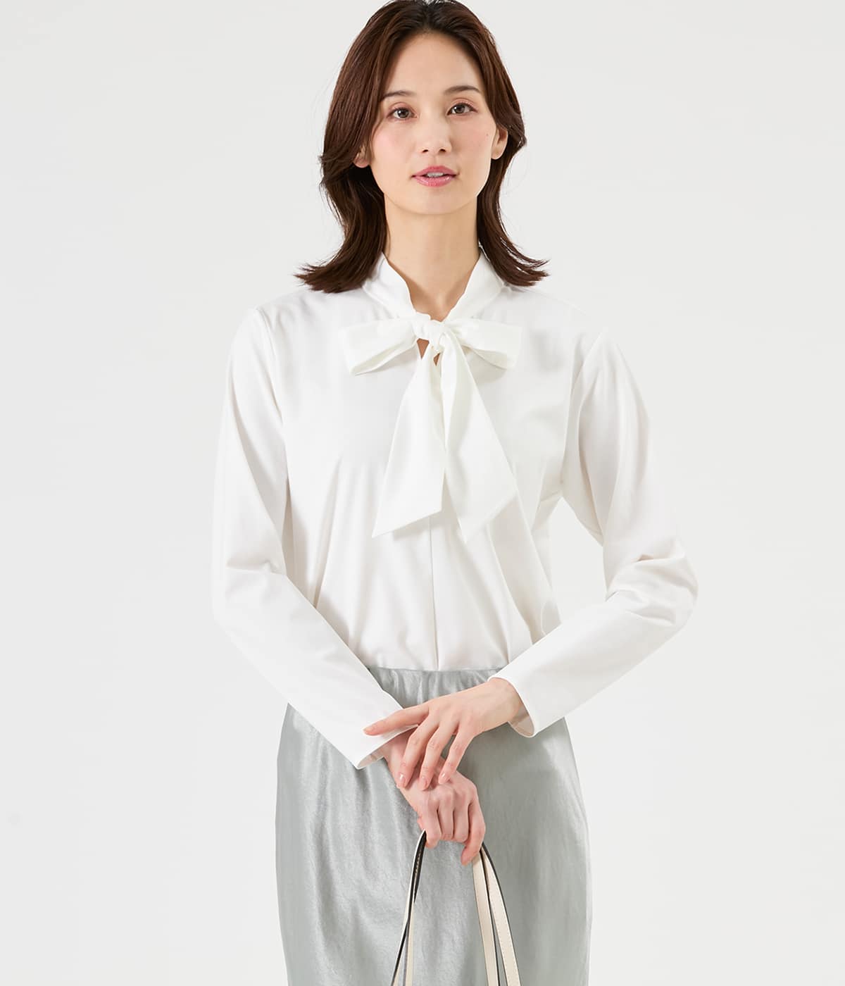 【接触冷感】MUTEKIベアスムース 長袖ボウタイプルオーバー