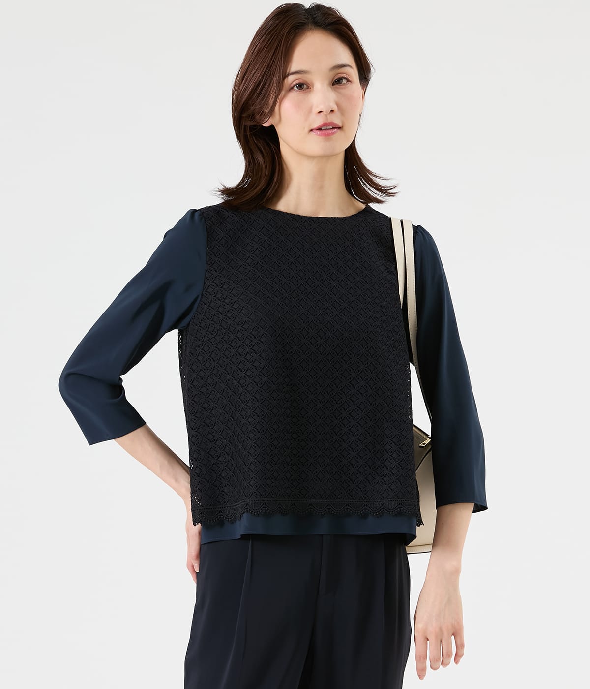 TR天竺レース ７分袖プルオーバー